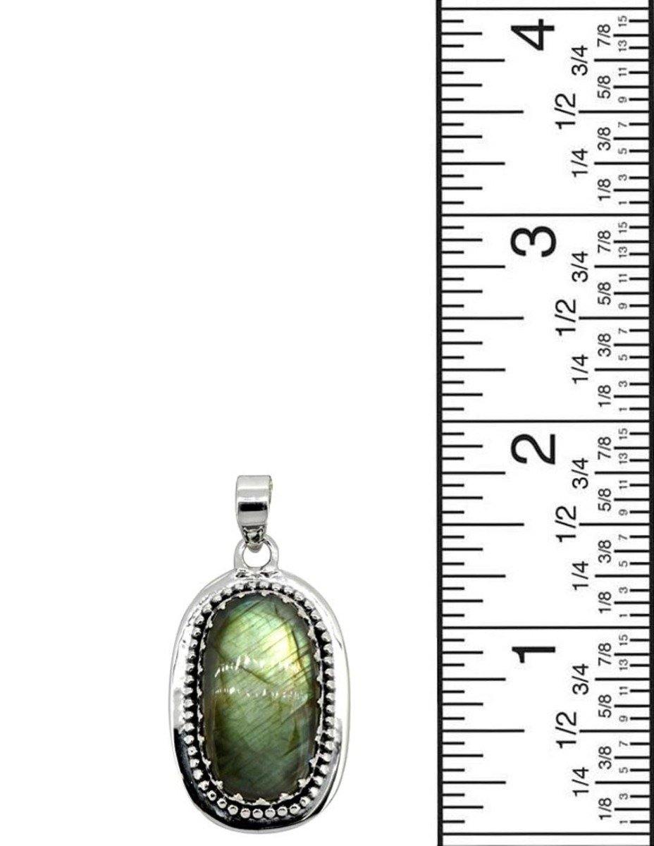 Labradorite Solid 925 Sterling Silver Pendant Silver Jewelry 1 3/4" - YoTreasure