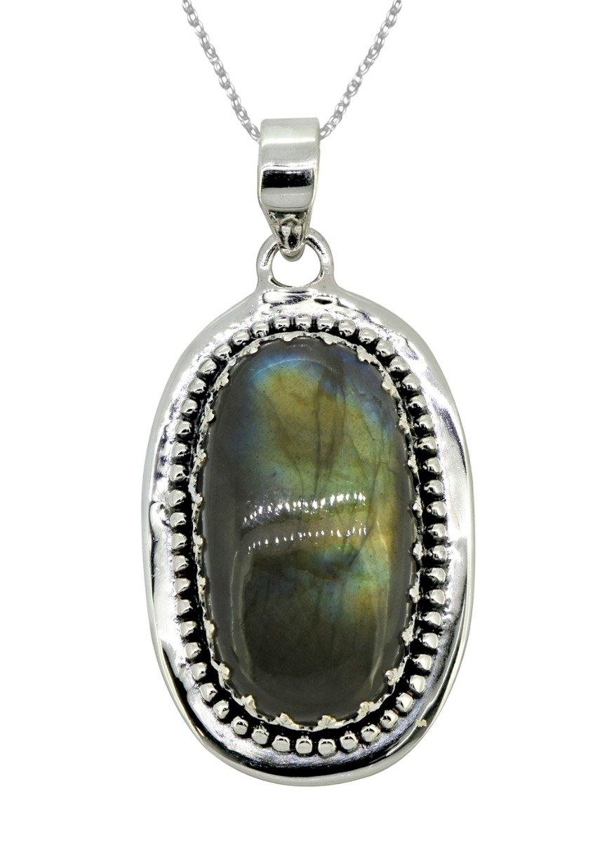Labradorite Solid 925 Sterling Silver Pendant 2" - YoTreasure