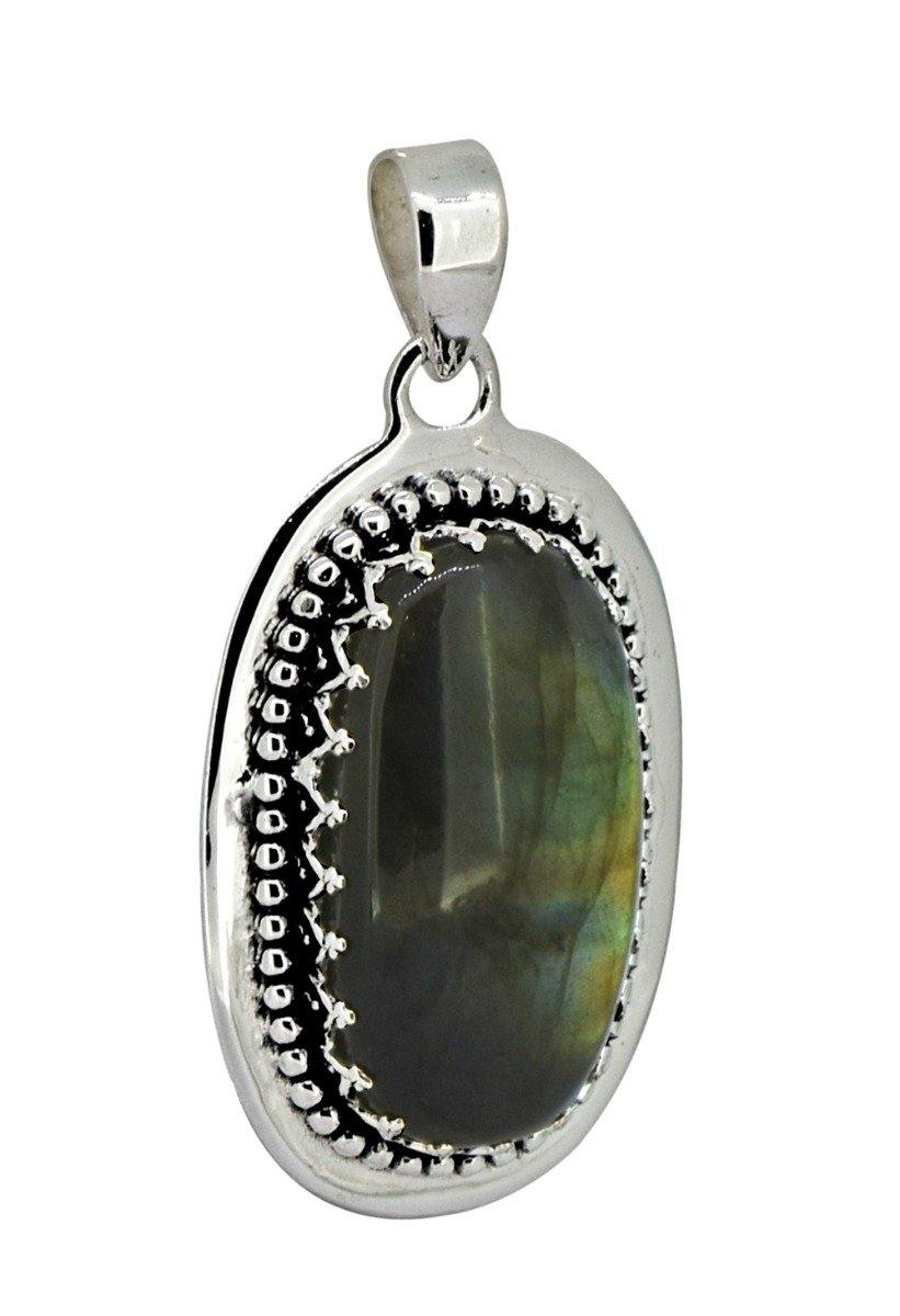Labradorite Solid 925 Sterling Silver Pendant 2" - YoTreasure