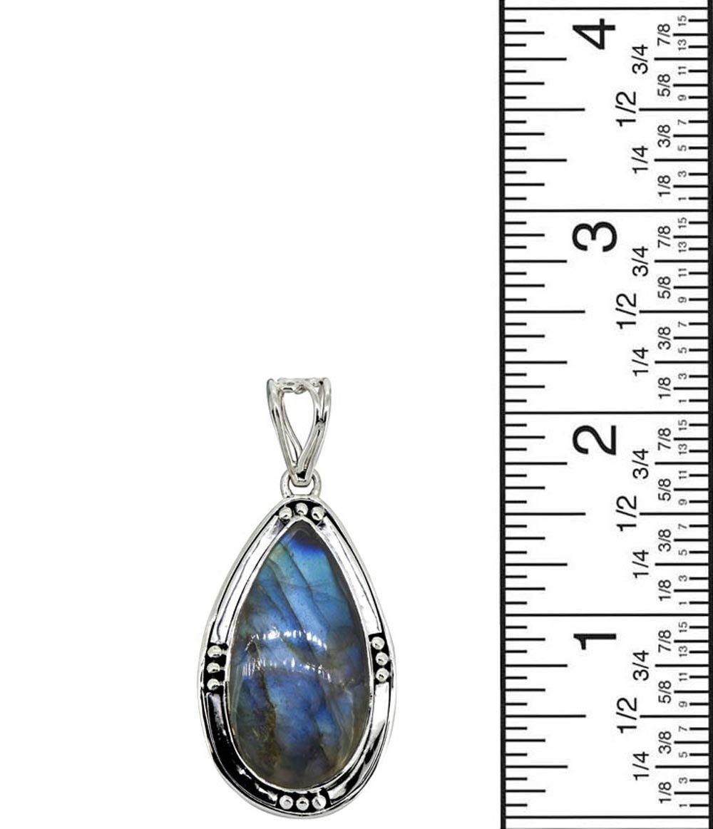 Labradorite Solid 925 Sterling Silver Pendant 2 1/2" - YoTreasure