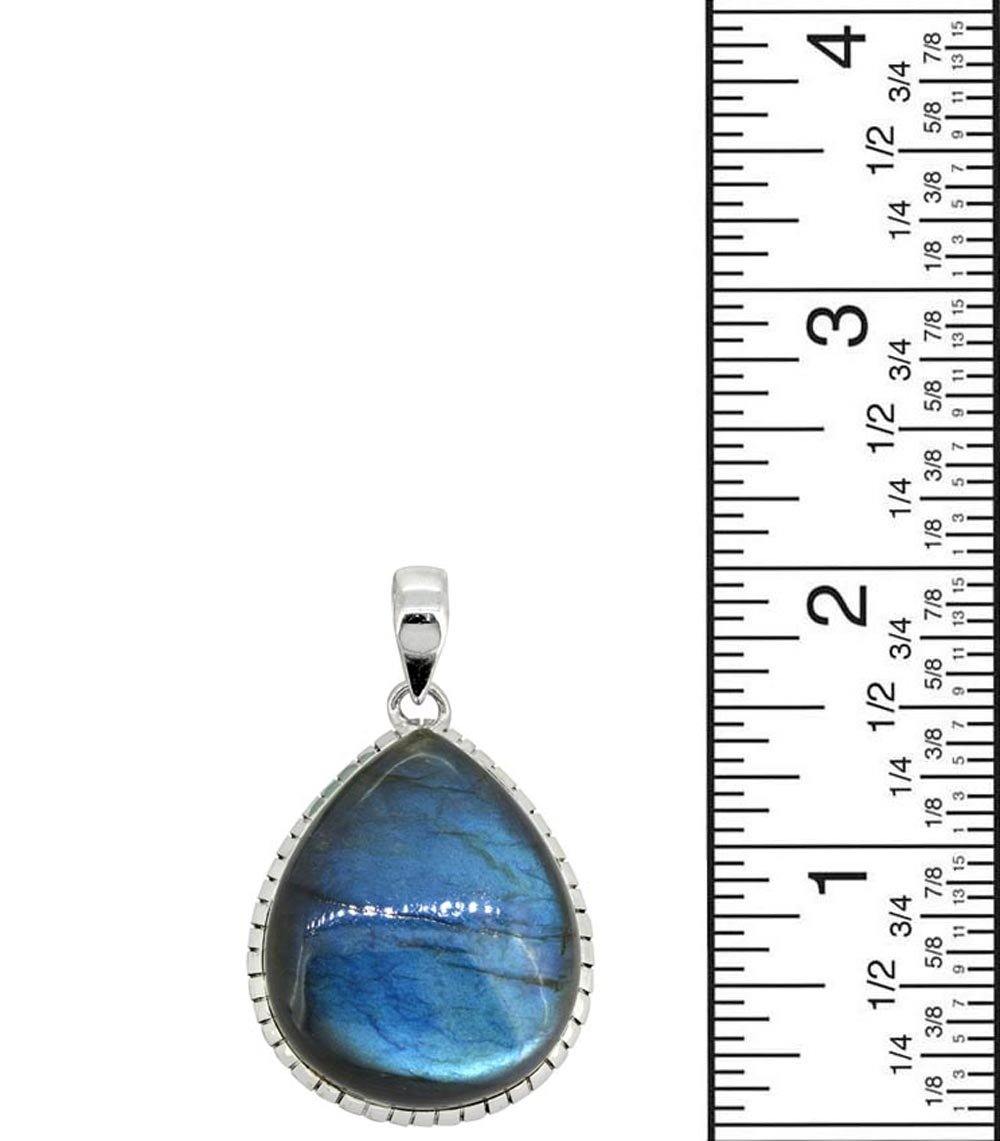 Labradorite Gemstone Solid 925 Sterling Silver Pendant 2" - YoTreasure