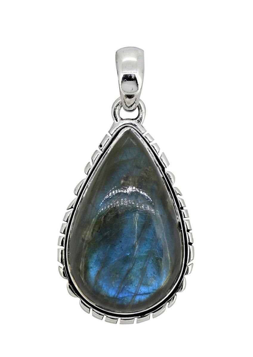 Labradorite Solid 925 Sterling Silver Pendant 1 3/4" - YoTreasure