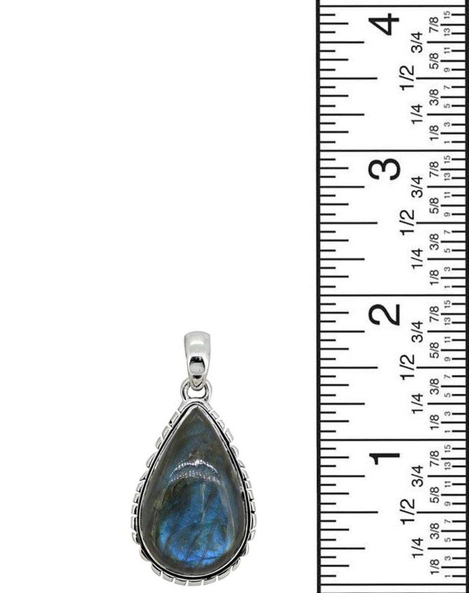 Labradorite Solid 925 Sterling Silver Pendant 1 3/4" - YoTreasure