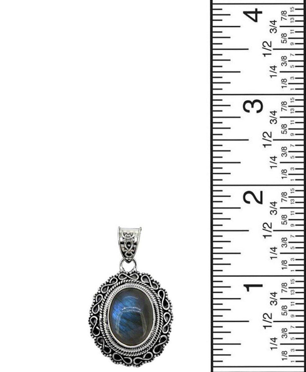 Labradorite Solid 925 Sterling Silver Pendant 1 1/2" - YoTreasure