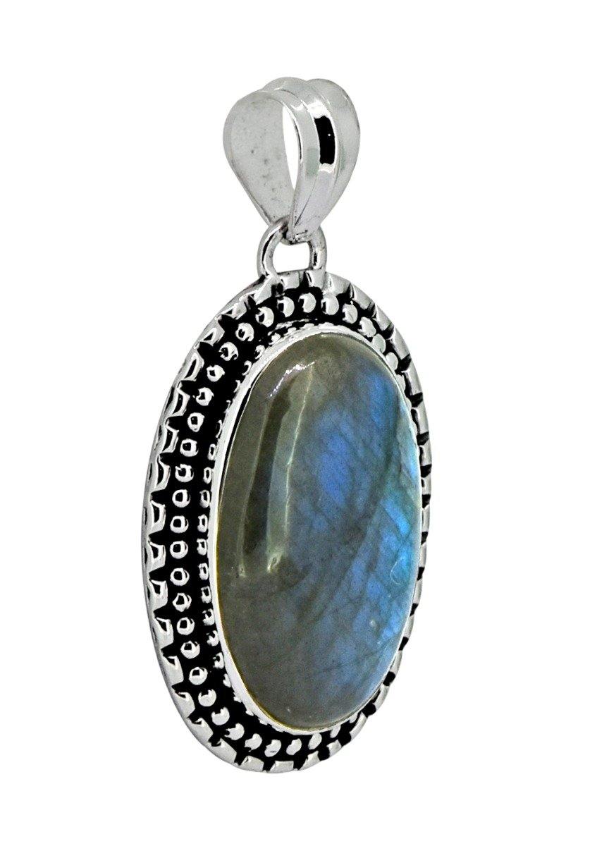 Labradorite Solid 925 Sterling Silver Pendant 1 3/4" - YoTreasure