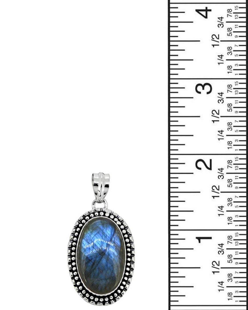 Labradorite Solid 925 Sterling Silver Pendant 1 3/4" - YoTreasure