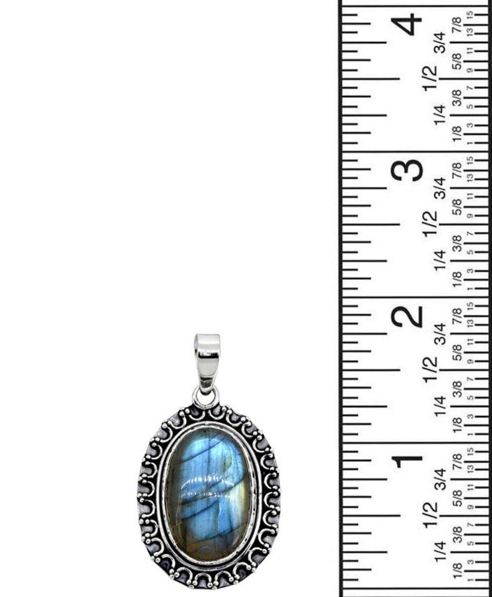 Labradorite Solid 925 Sterling Silver Pendant 1 3/4" - YoTreasure