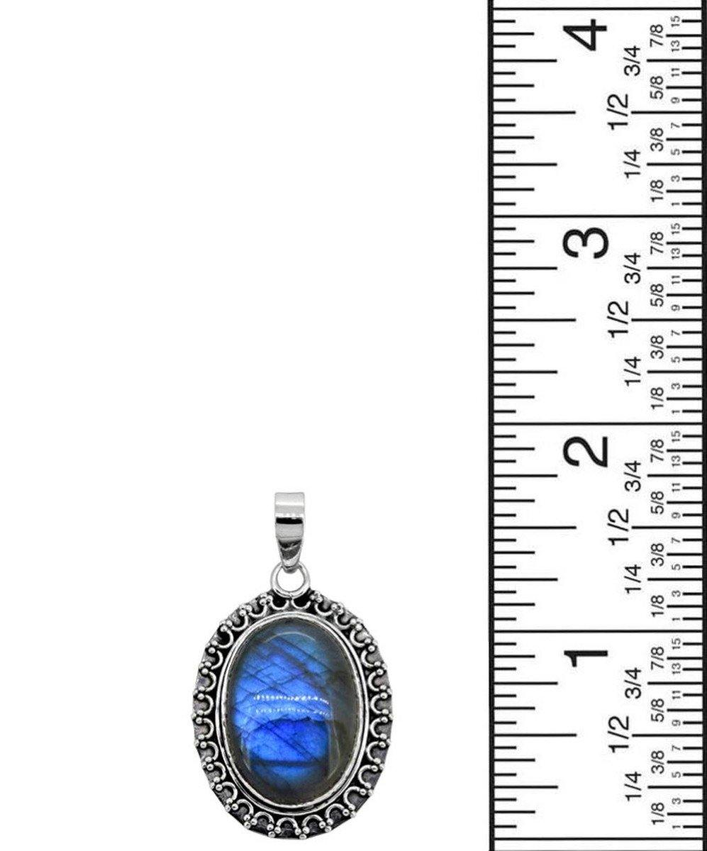 Labradorite Solid 925 Sterling Silver Pendant 1 3/4" - YoTreasure