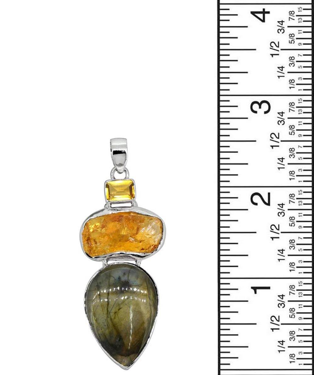 Labradorite Solid 925 Sterling Silver Pendant 3" - YoTreasure
