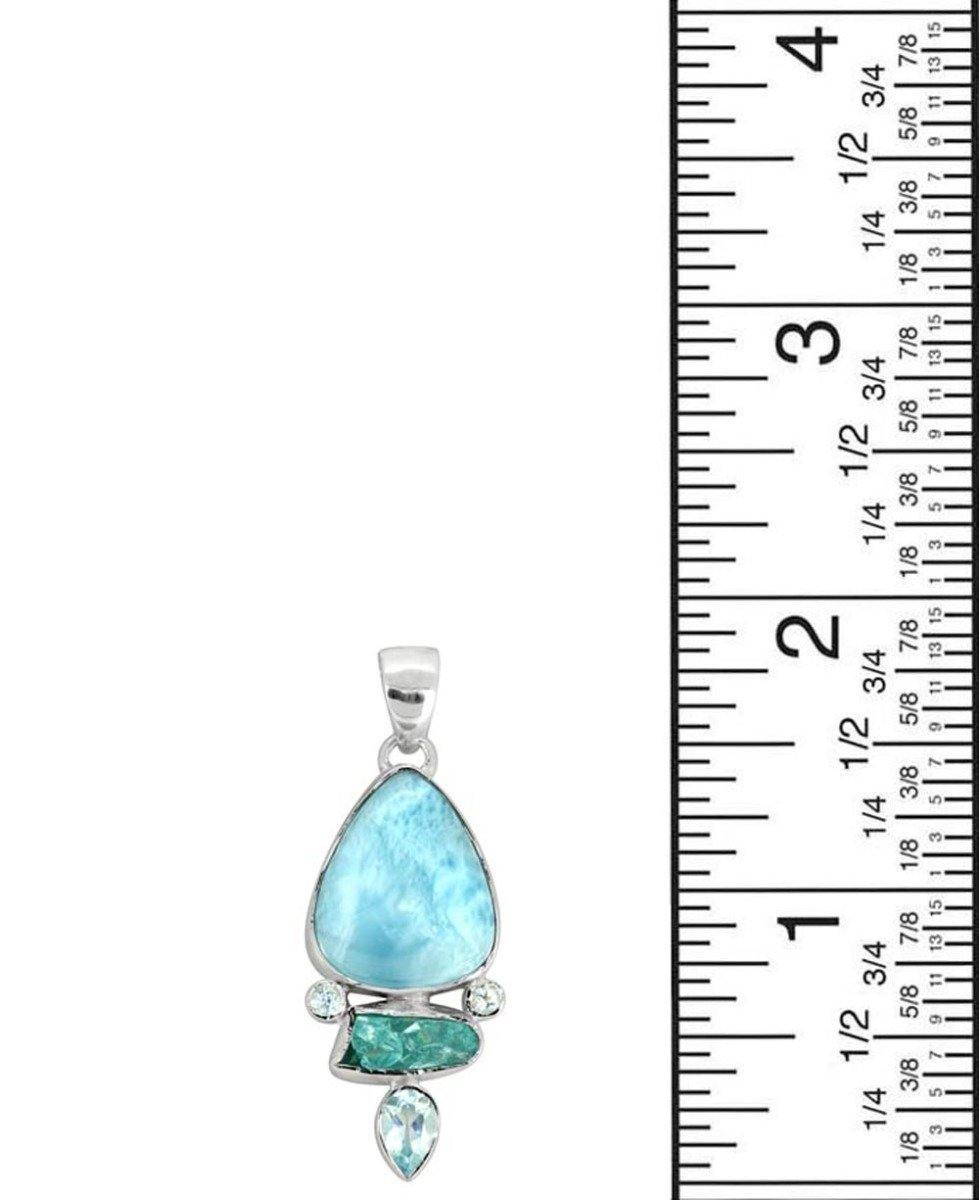 Larimar Blue Topaz Solid 925 Sterling Silver Pendant Necklace - YoTreasure