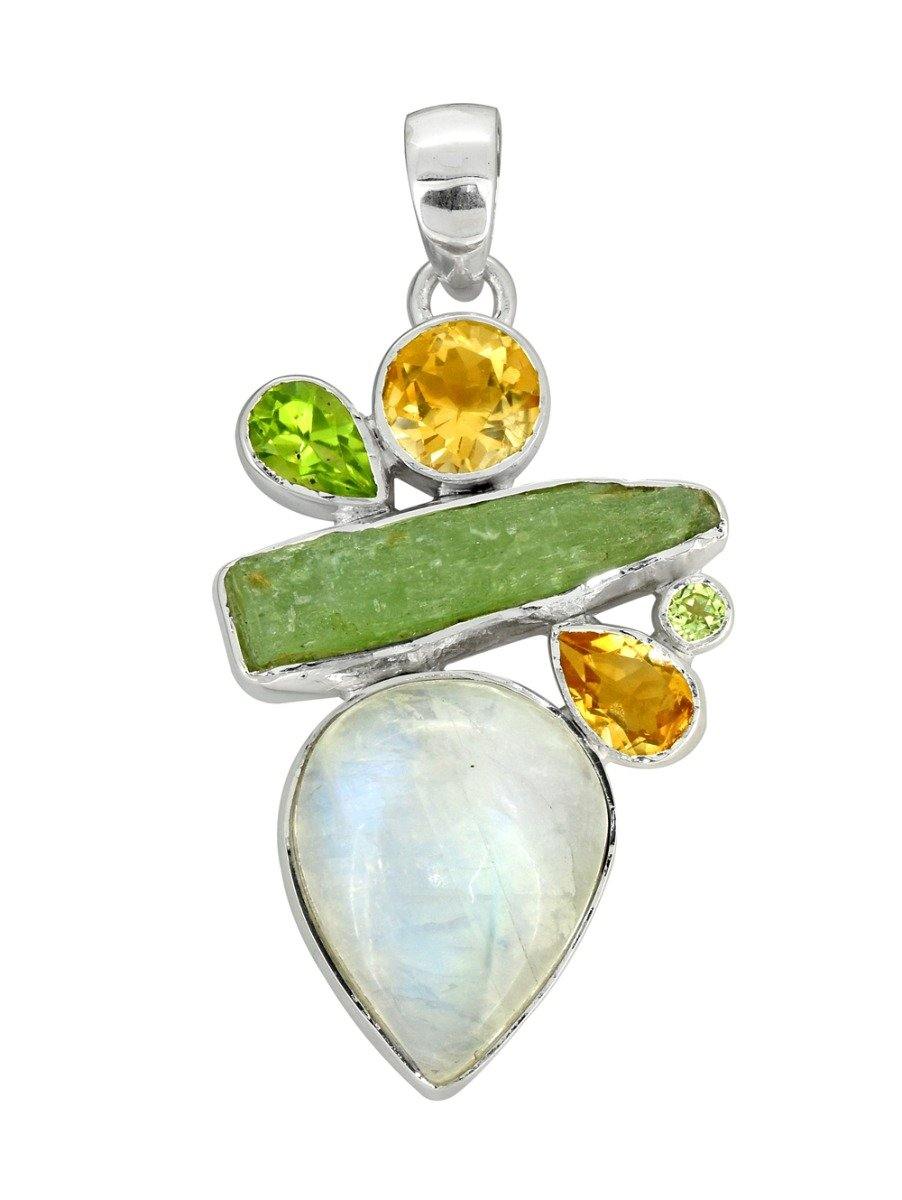 Moonstone Green Kyanite Solid 925 Silver Pendant - YoTreasure