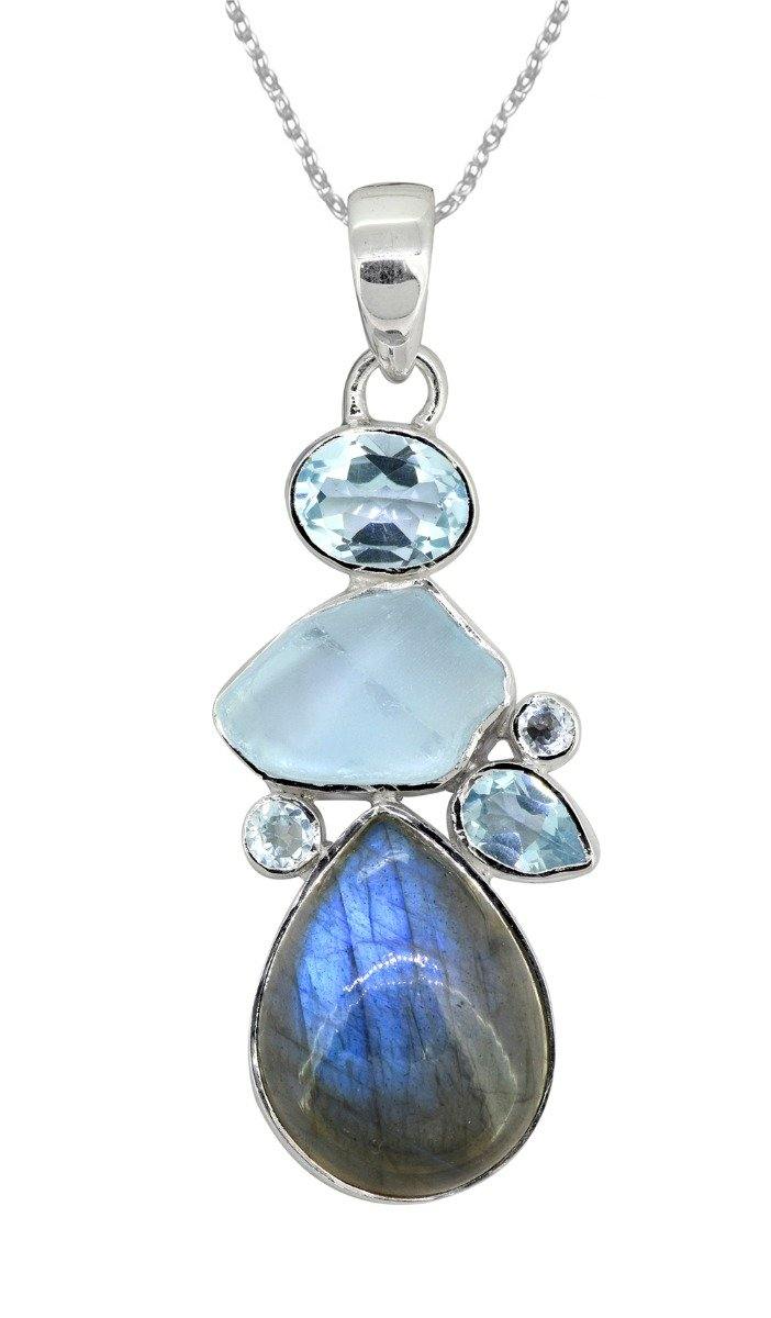 Labradorite Solid 925 Silver Pendant Necklace - YoTreasure