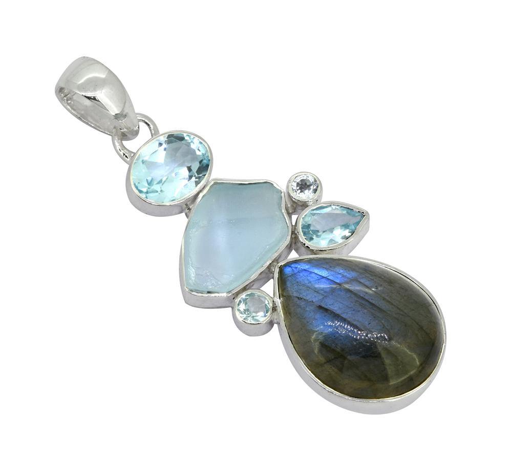 Labradorite Solid 925 Silver Pendant Necklace - YoTreasure