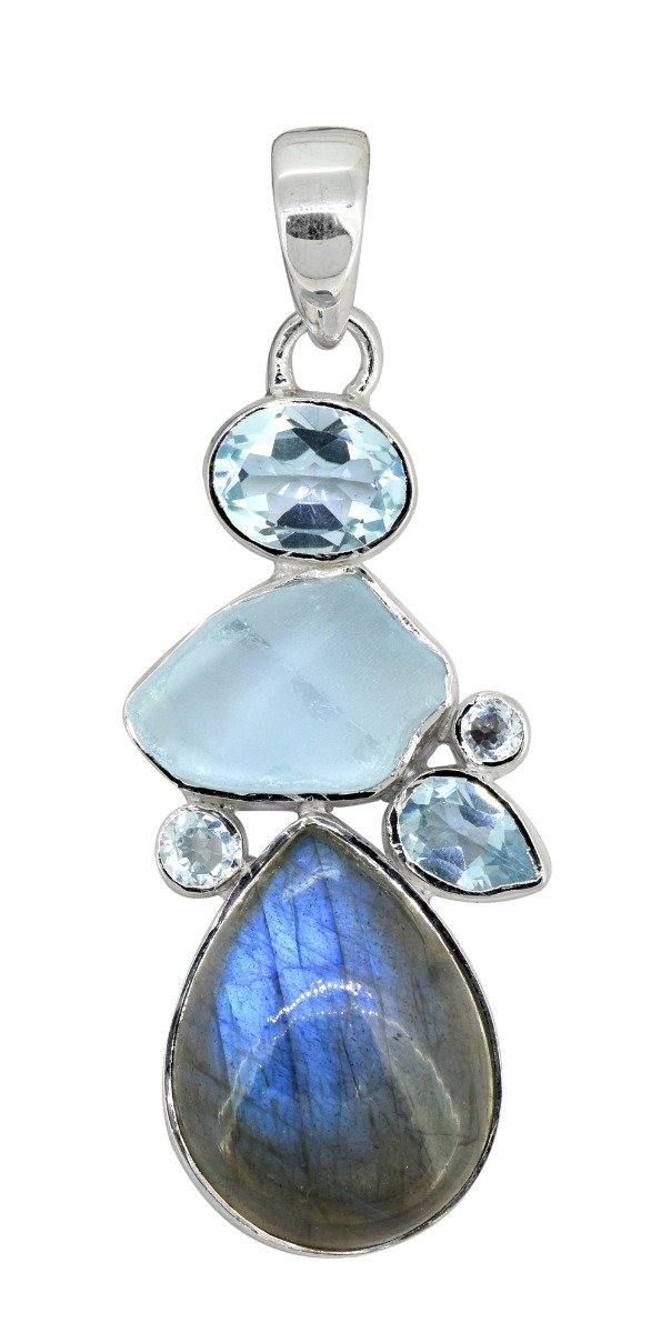 Labradorite Solid 925 Silver Pendant Necklace - YoTreasure