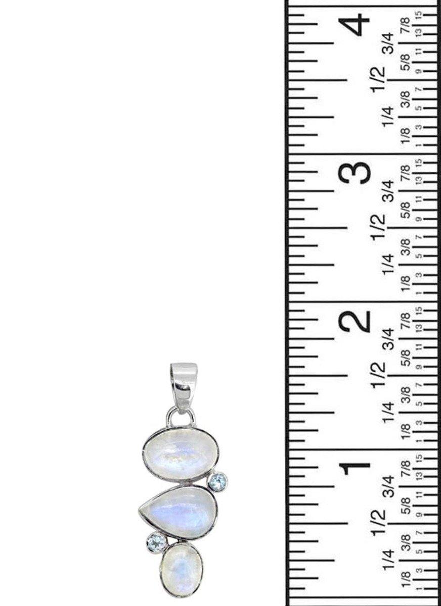 Moonstone Blue topaz Solid 925 Sterling Silver Pendant Necklace - YoTreasure