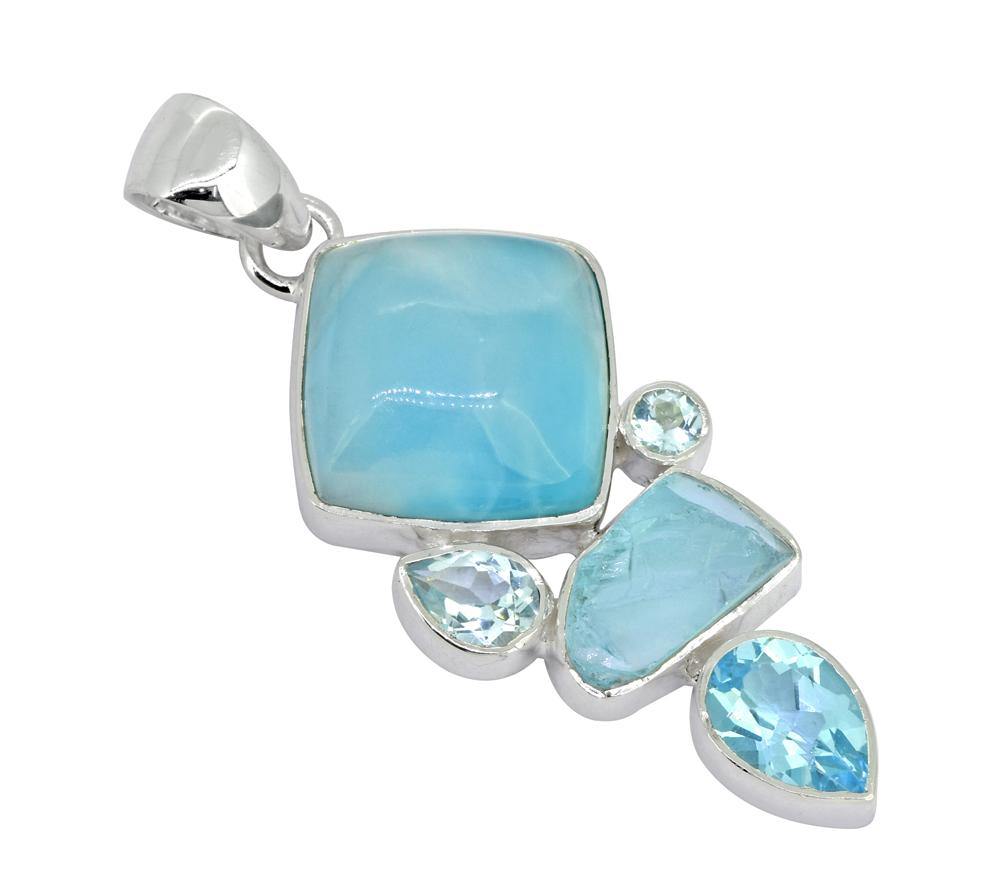 Larimar Solid 925 Sterling Silver Chain Pendant Necklace - YoTreasure