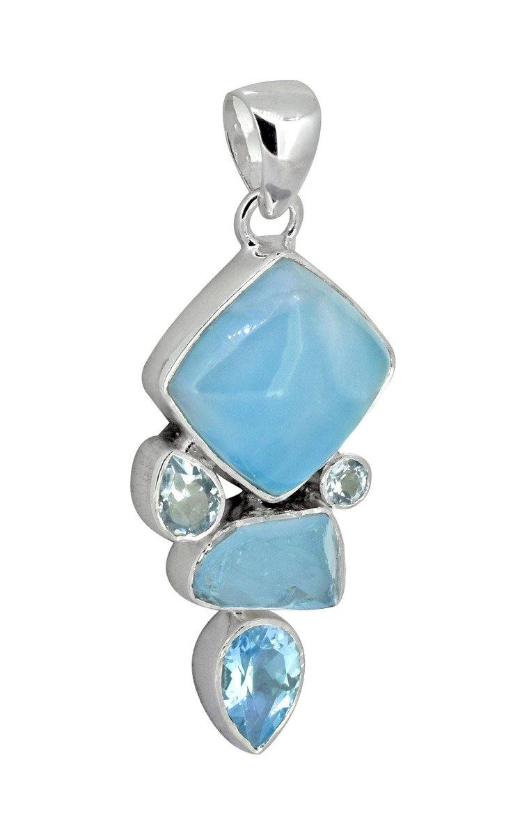 Larimar Solid 925 Sterling Silver Chain Pendant Necklace - YoTreasure