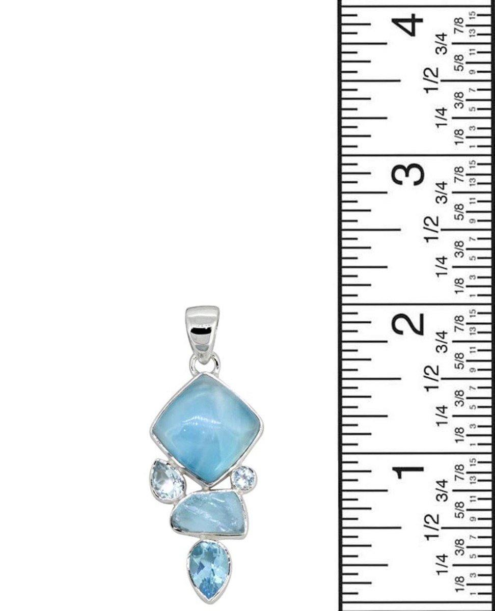 Larimar Solid 925 Sterling Silver Chain Pendant Necklace - YoTreasure