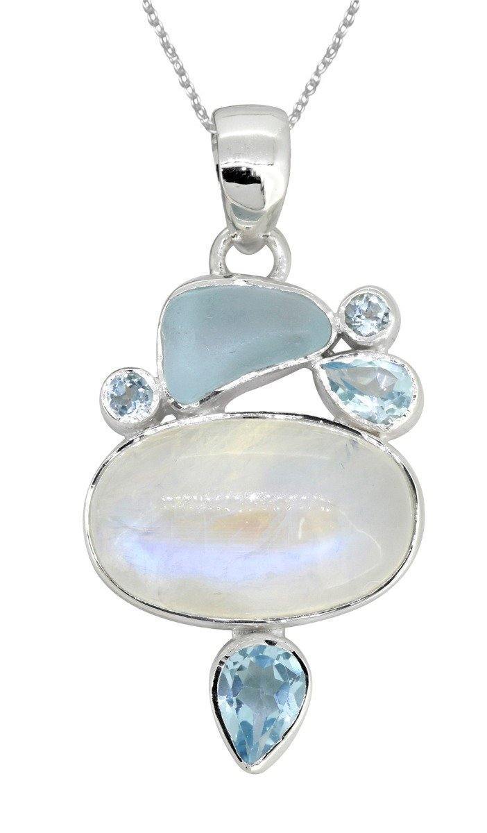 1.65" Moonstone Solid 925 Sterling Silver Chain Pendant Jewelry - YoTreasure