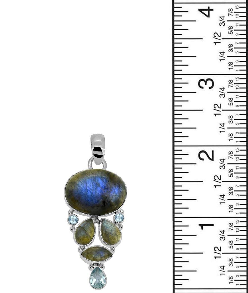 2.13" Labradorite Blue Topaz Gemstone Pendant - YoTreasure