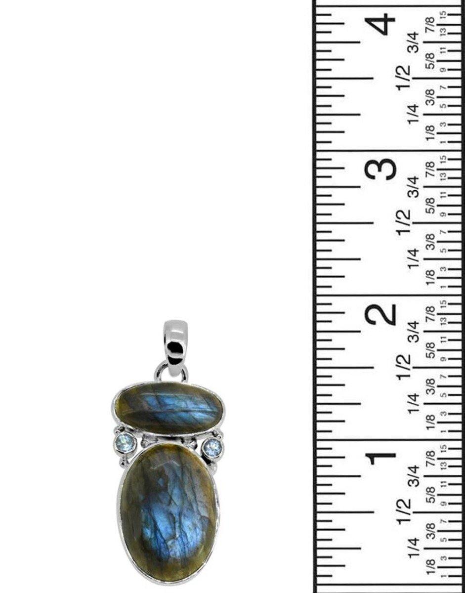 1.89" Labradorite Blue Topaz Gemstone Pendant - YoTreasure