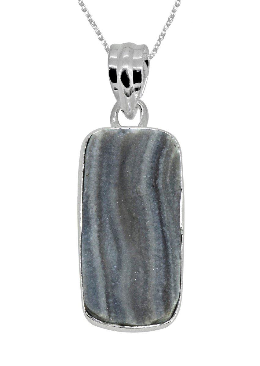 1.65" Desert Druzy Quartz Solid 925 Sterling Silver Chain Pendant Jewelry - YoTreasure
