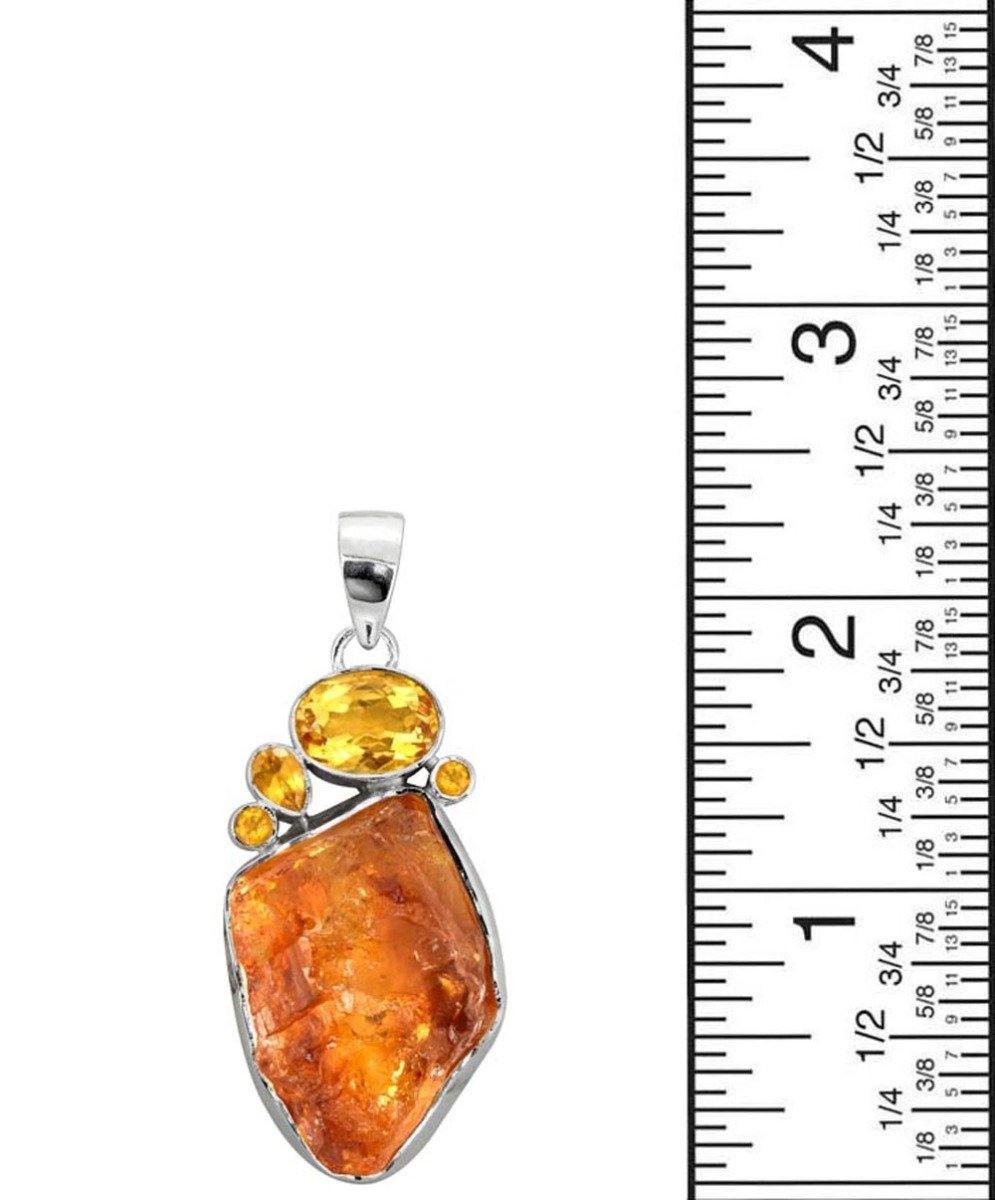 Citrine Rough Citrine Solid 925 Sterling Silver Long Chain Pendant - YoTreasure