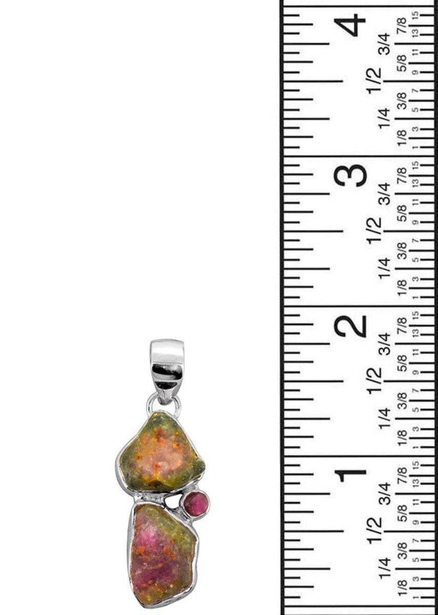 Watermelon Tourmaline Solid 925 Sterling Silver Long Chain Pendant - YoTreasure