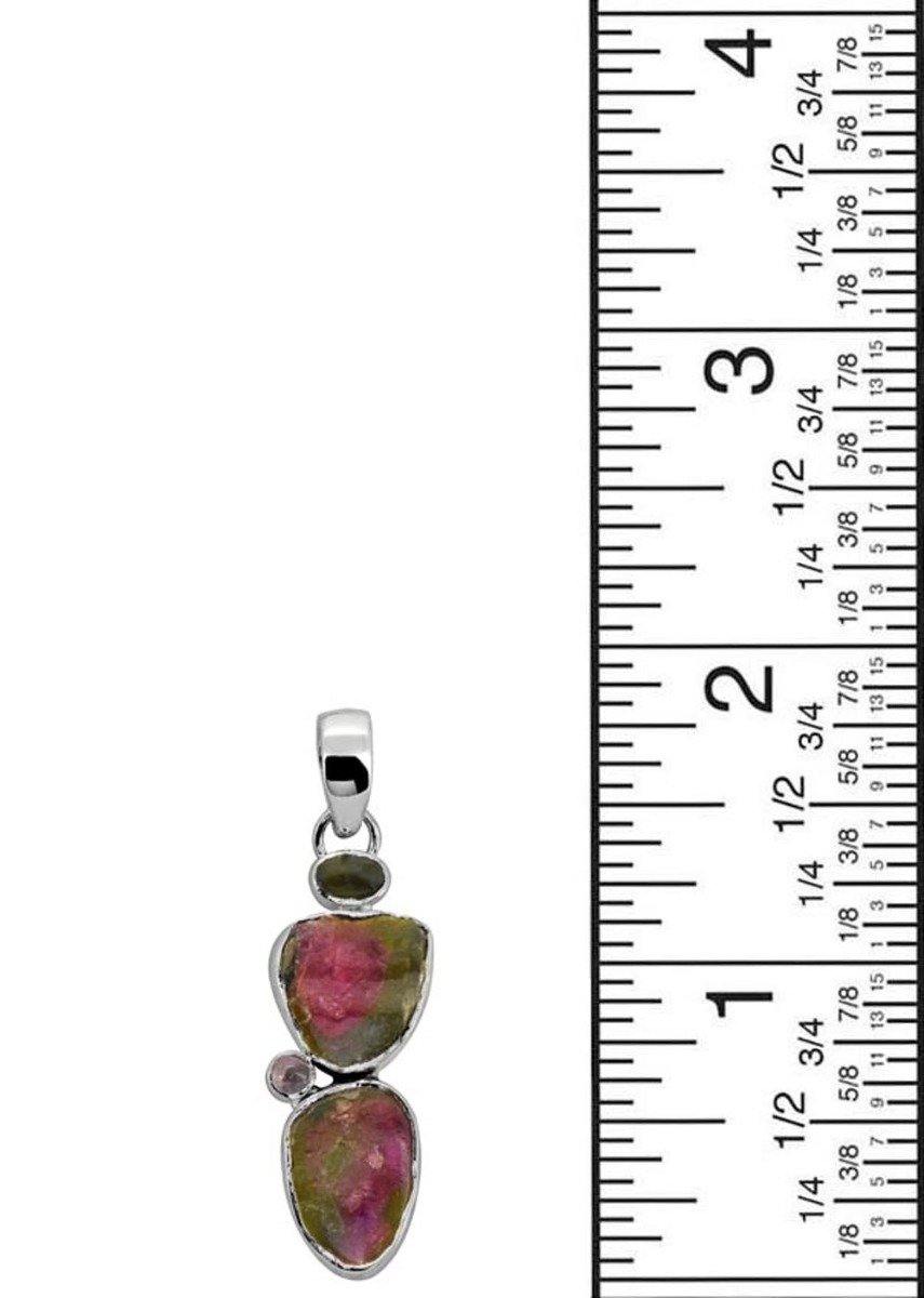 Watermelon Tourmaline Solid 925 Sterling Silver Long Chain Pendant - YoTreasure