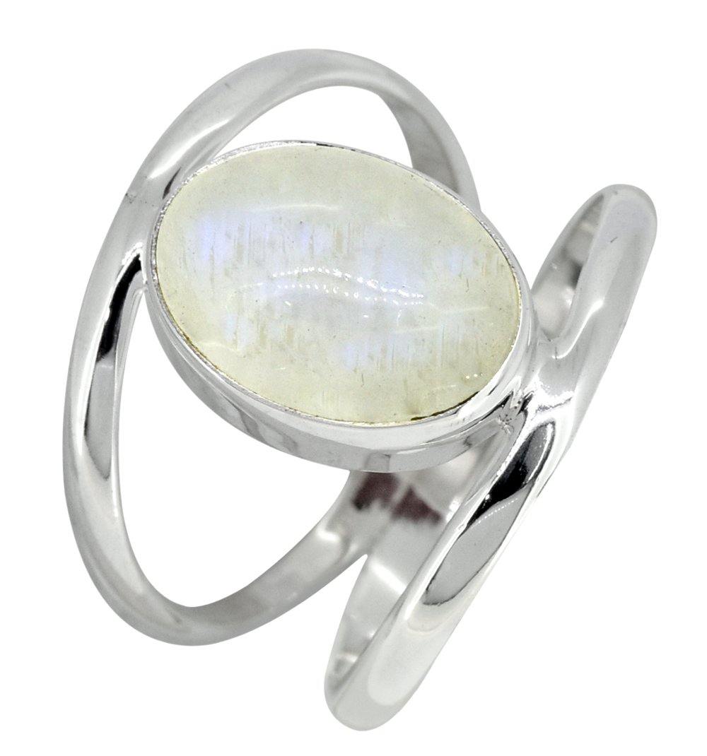 Rainbow Moonstone Solid 925 Sterling Silver Bypass Ring Jewelry - YoTreasure