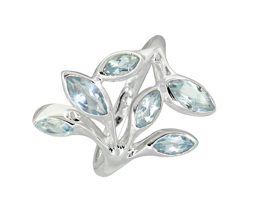 Blue Topaz Solid 925 Sterling Silver Designer Ring Jewelry - YoTreasure