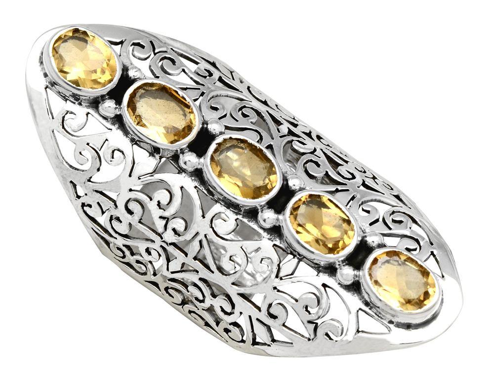 Natural Citrine 925 Sterling Silver Gemstone Rings Silver Jewelry - YoTreasure