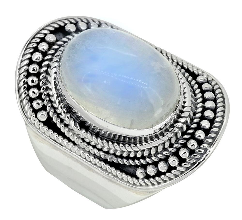 Rainbow Moonstone Solid 925 Sterling Silver Ring Jewelry - YoTreasure