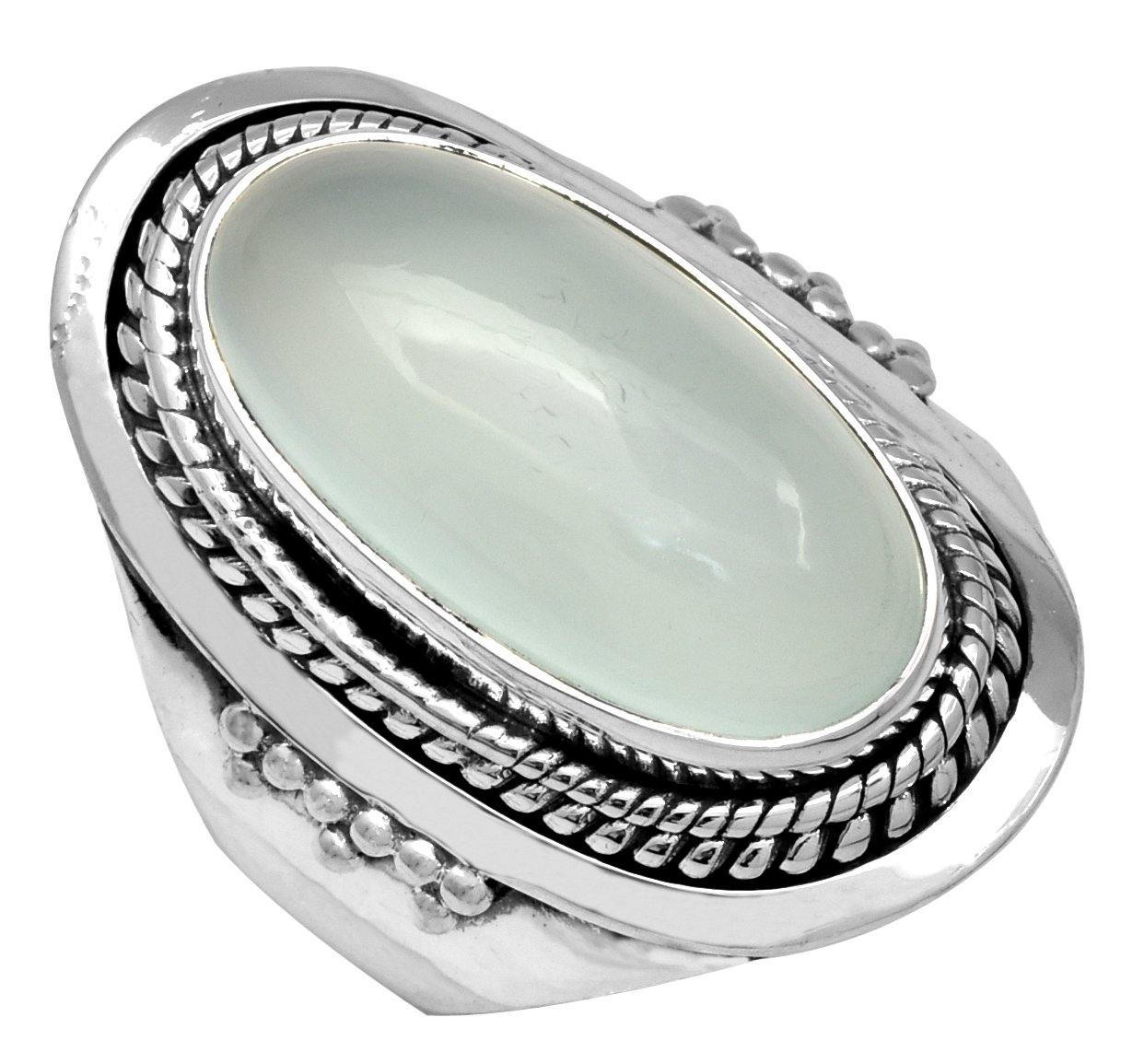 Aqua Chalcedony Solid 925 Sterling Silver Ring Jewelry - YoTreasure