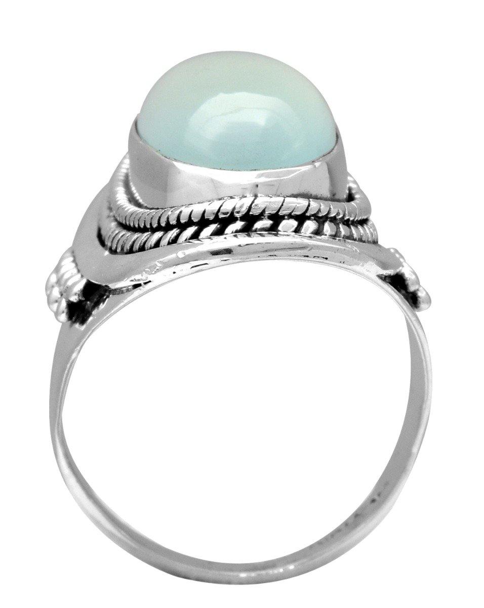 Aqua Chalcedony Solid 925 Sterling Silver Ring Jewelry - YoTreasure