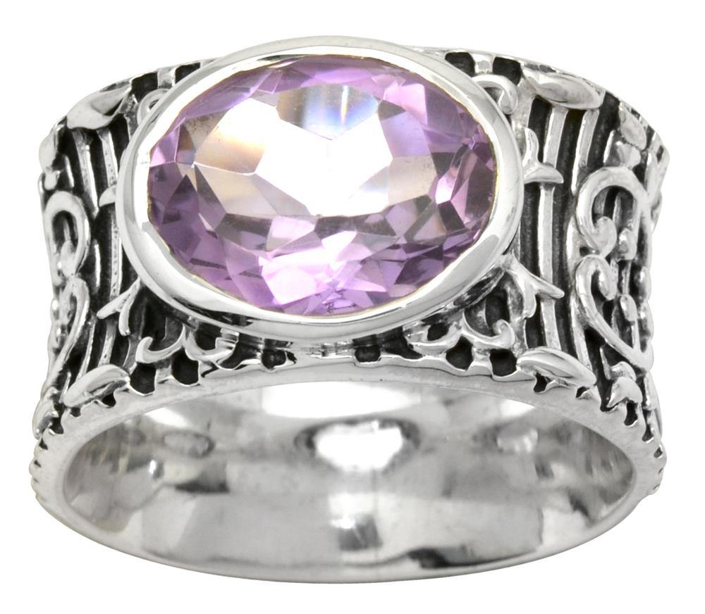 Natural Amethyst Solid 925 Sterling Silver Ring Jewelry - YoTreasure