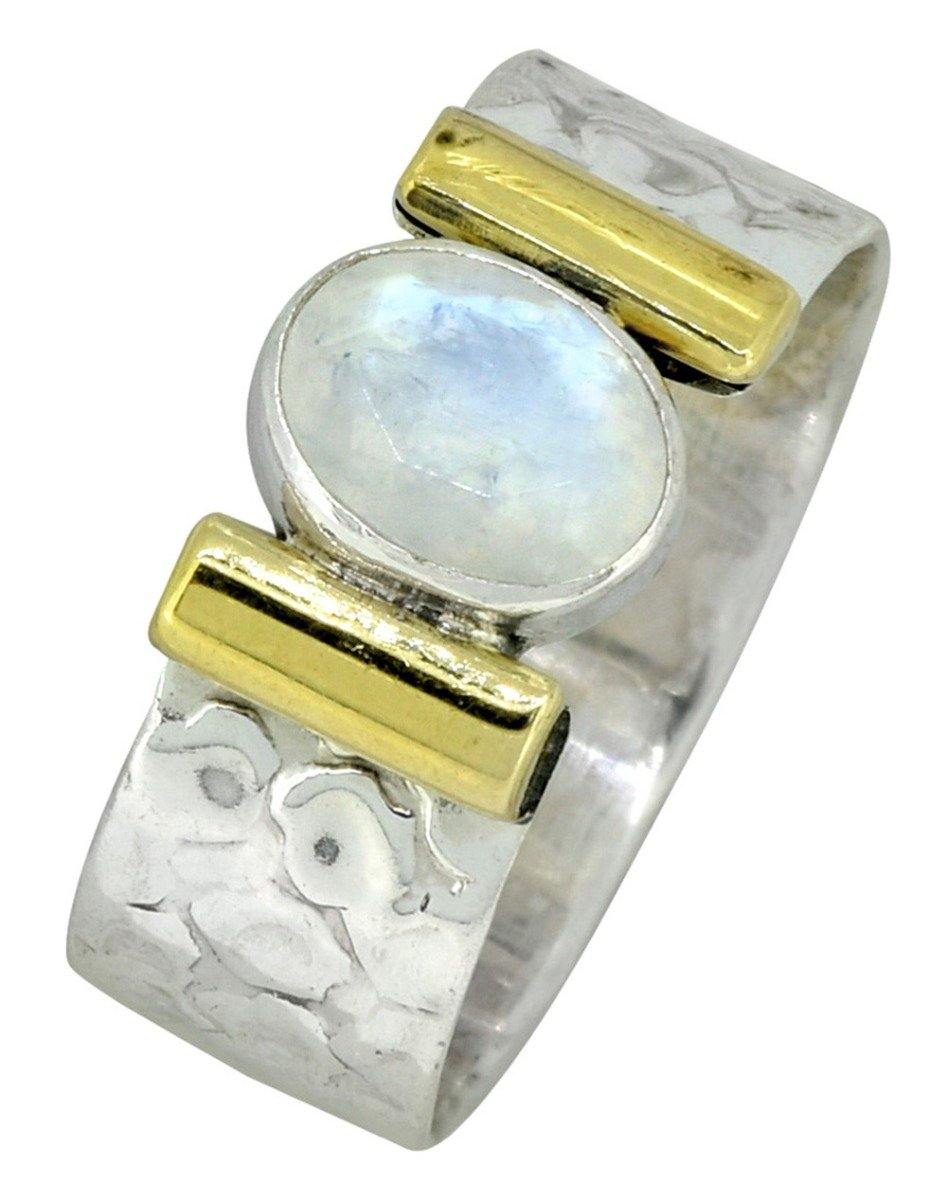 Rainbow Moonstone Ring Solid 925 Sterling Silver Brass Gemstone Jewelry - YoTreasure