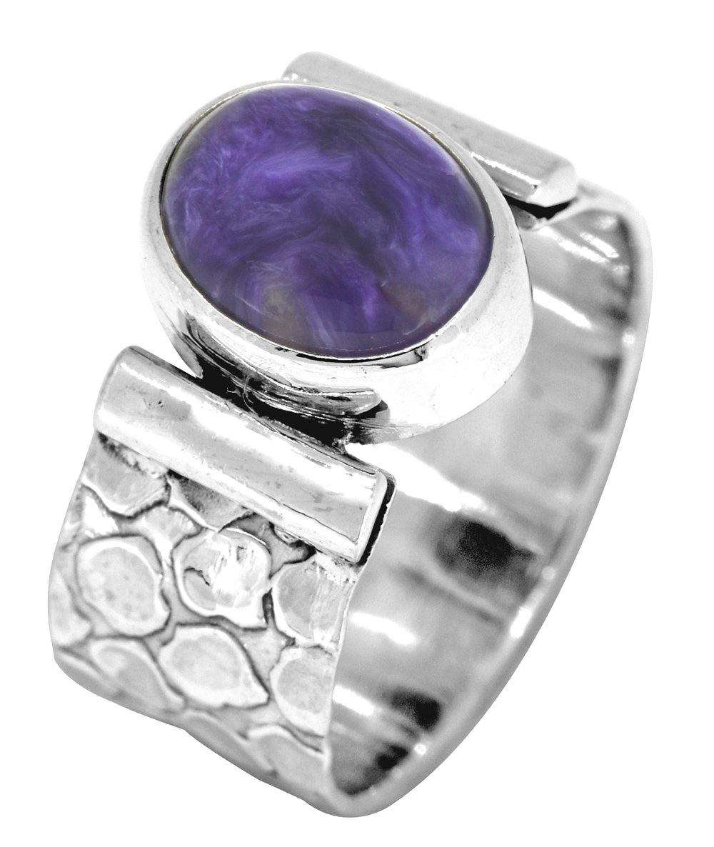 Russian Charoite Solid 925 Solid Sterling Silver Ring Jewelry - YoTreasure