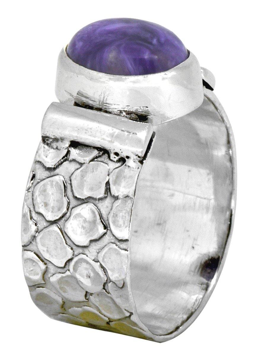 Russian Charoite Solid 925 Solid Sterling Silver Ring Jewelry - YoTreasure