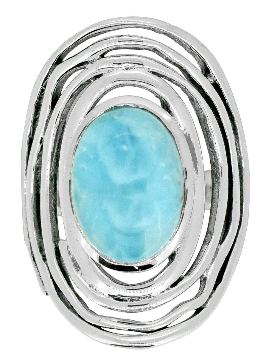 Larimar Gemstone 925 Sterling Silver Ring - YoTreasure