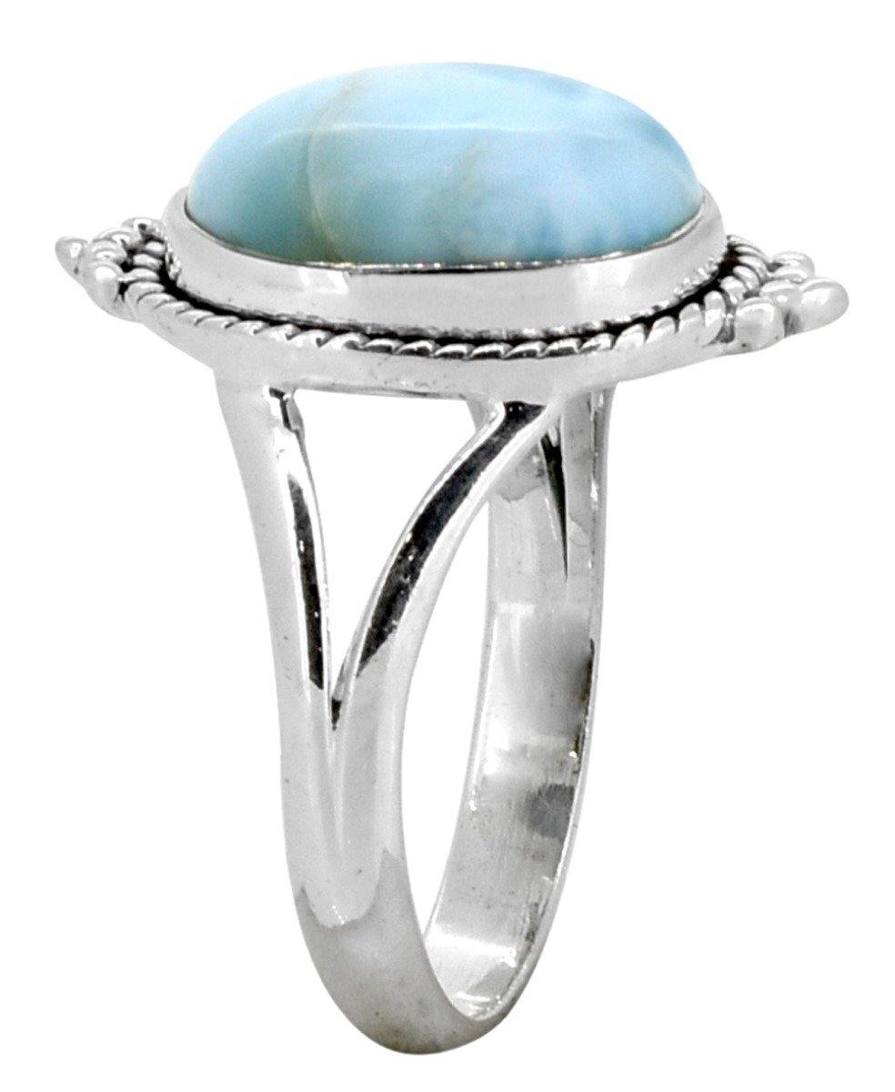 Larimar Solid 925 Sterling Silver Ring Gemstone Jewelry - YoTreasure