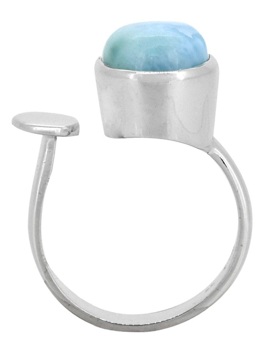Natural Larimar Solid 925 Solid Sterling Silver Ring Jewelry - YoTreasure
