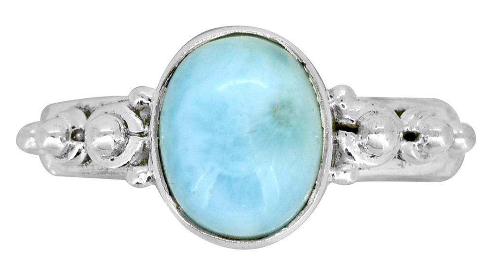 Natural Larimar Solid 925 Sterling Silver Ring Jewelry - YoTreasure