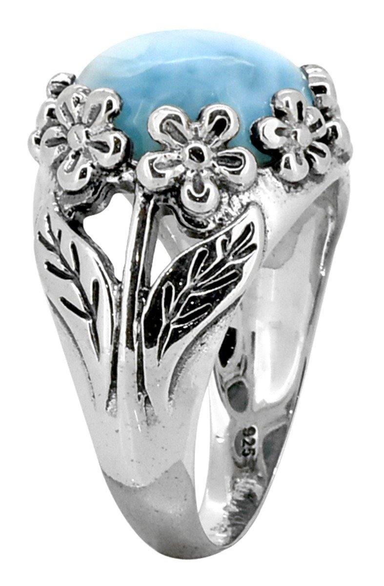 Larimar 925 Sterling Silver Ring Gemstone Jewelry - YoTreasure