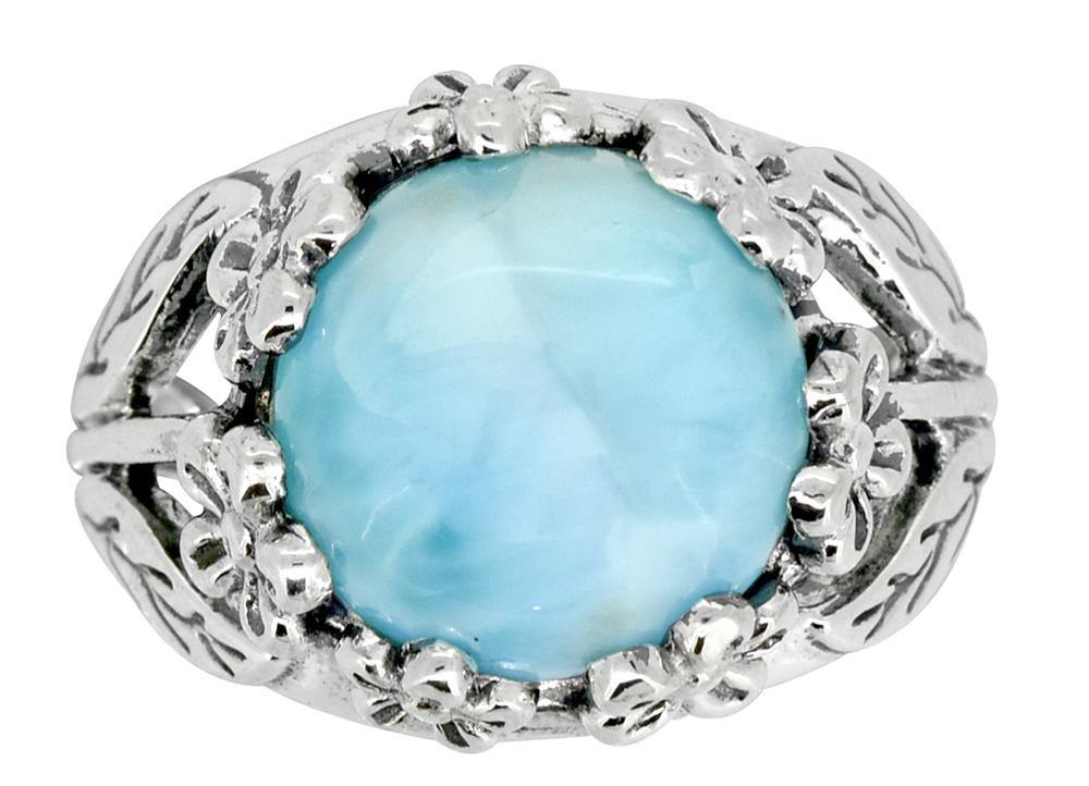 Larimar 925 Sterling Silver Ring Gemstone Jewelry - YoTreasure