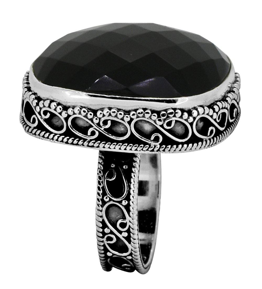 Black Onyx Solid 925 Sterling Silver Cocktail Ring Jewelry - YoTreasure