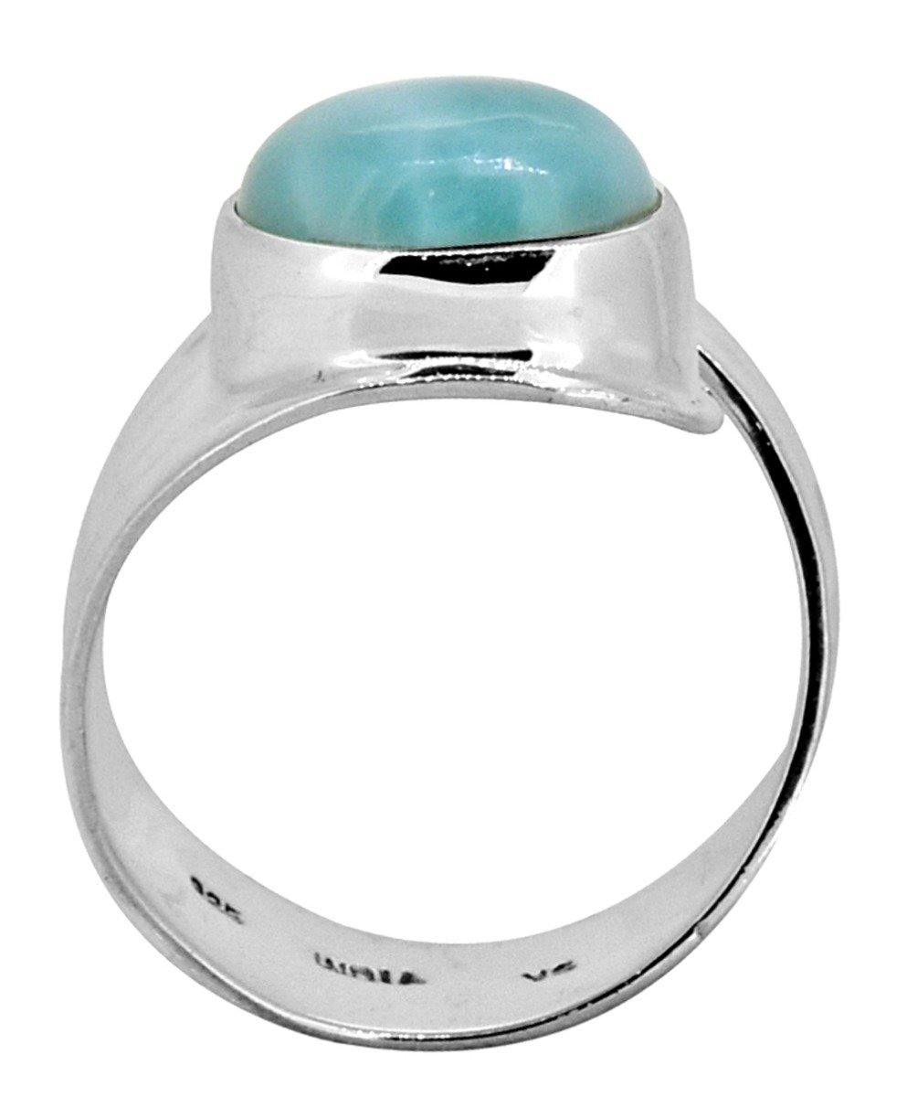 Natural Larimar Solid 925 Sterling Silver Designer Ring Jewelry - YoTreasure