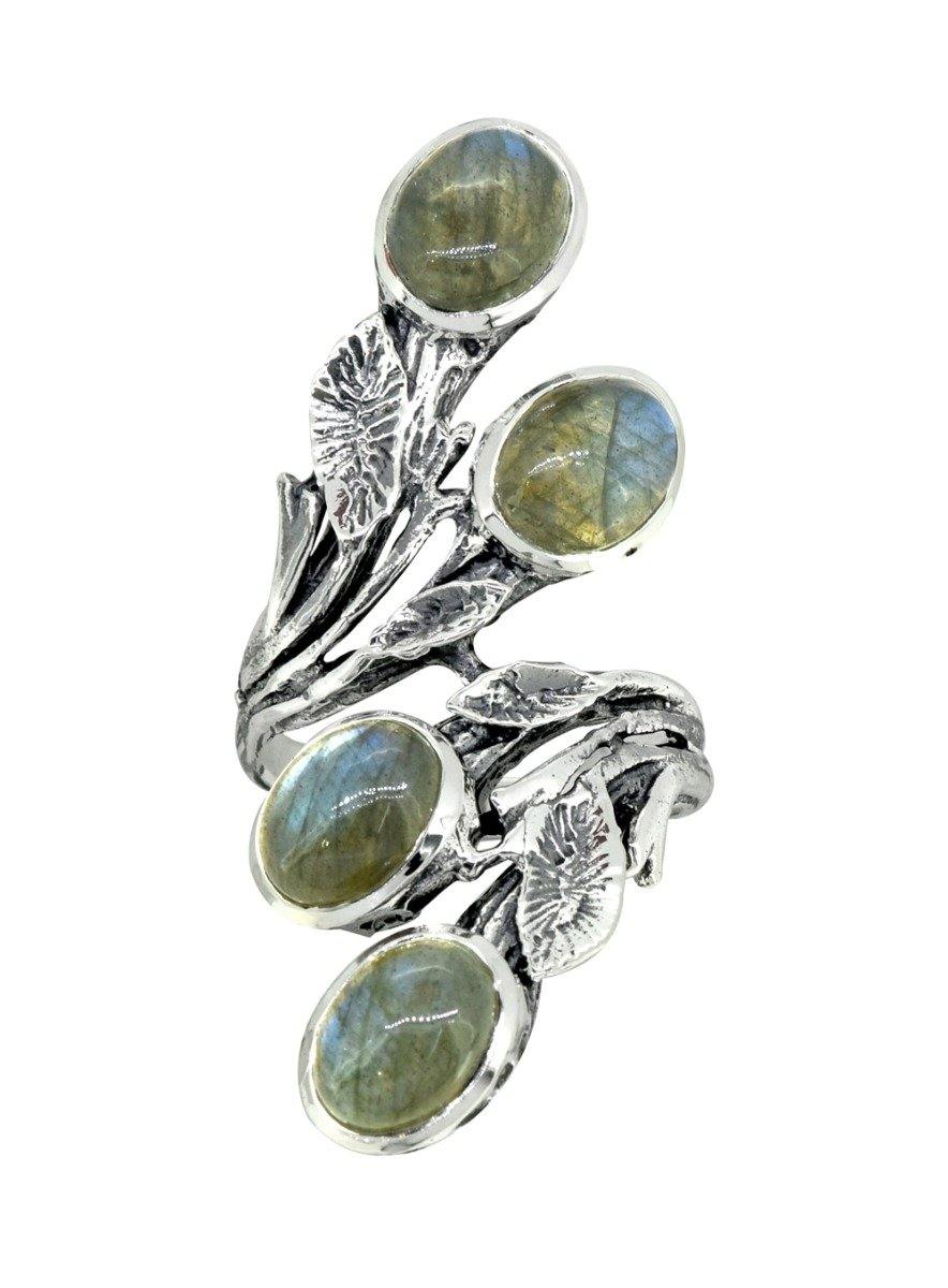 Labradorite Solid 925 Sterling Silver Bypass Ring Jewelry - YoTreasure