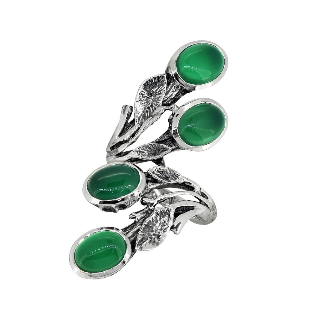 Green Onyx Solid 925 Sterling Silver Bypass Ring Jewelry - YoTreasure