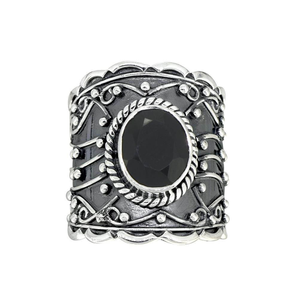 Black Onyx Solid 925 Sterling Silver Designer Ring Jewelry - YoTreasure